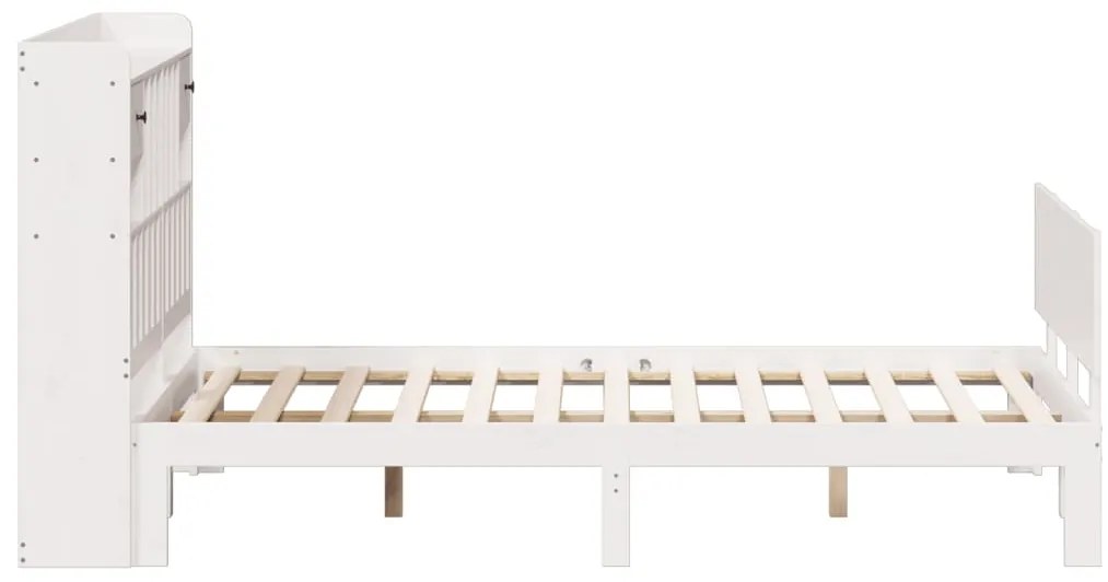 Cama com estante sem colchão 140x190 cm pinho maciço branco