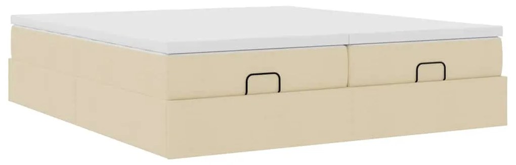 Estrutura de cama otomana com colchões tecido creme 200x200cm