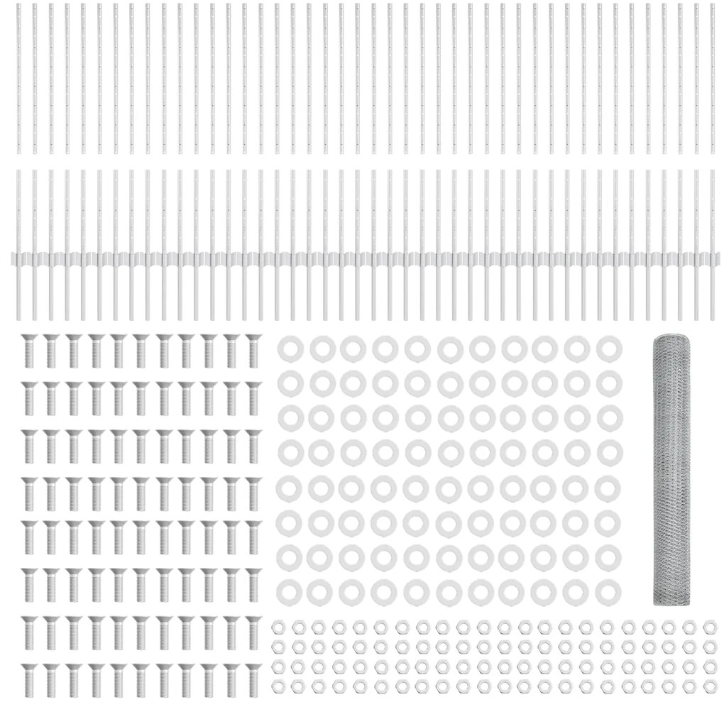 Postes de Cerca vidaXL 22 pcs U-Channel 100 cm Aço Galvanizado