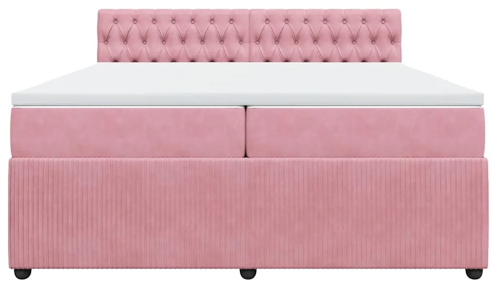 Cama com molas/colchão 200x200 cm veludo rosa