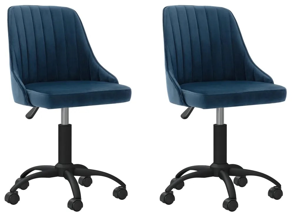 vidaXL Cadeiras de jantar giratórias 2 pcs veludo azul