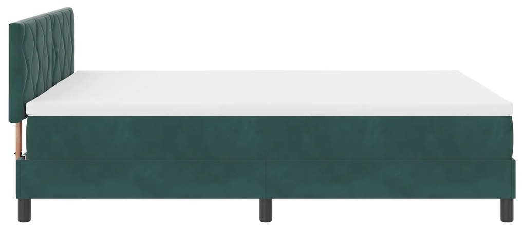 Cama Box Spring vidaXL com Colchão Verde Escuro 160x200 cm Veludo