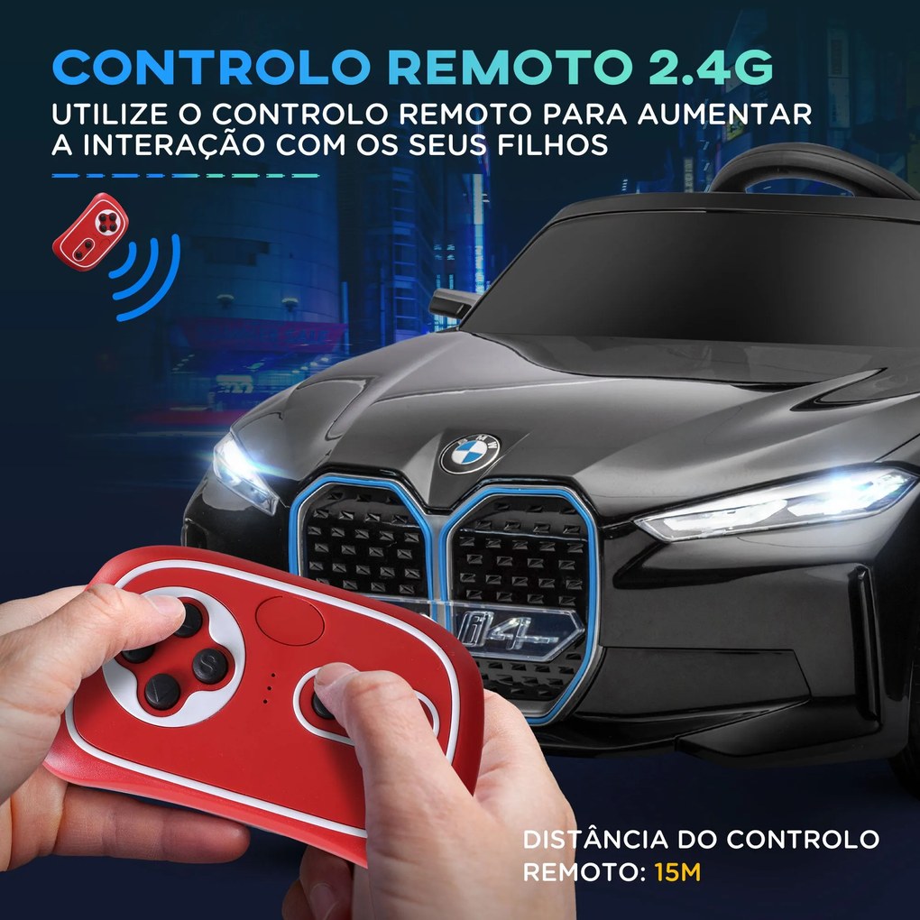 HOMCOM Carro Elétrico para Crianças 37-72 Meses com Licença BMW i4 Car