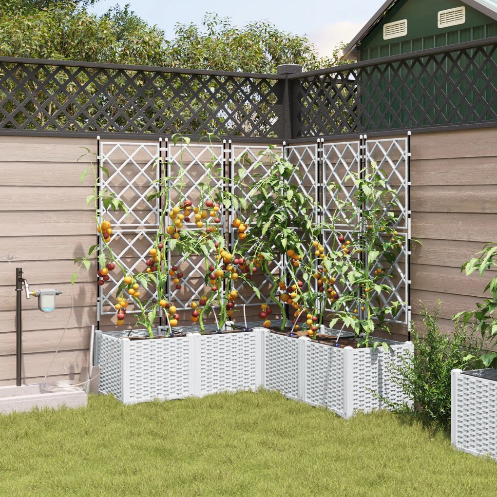Vasos de Jardim com Sistema de Irrigação 5 pcs Brancos