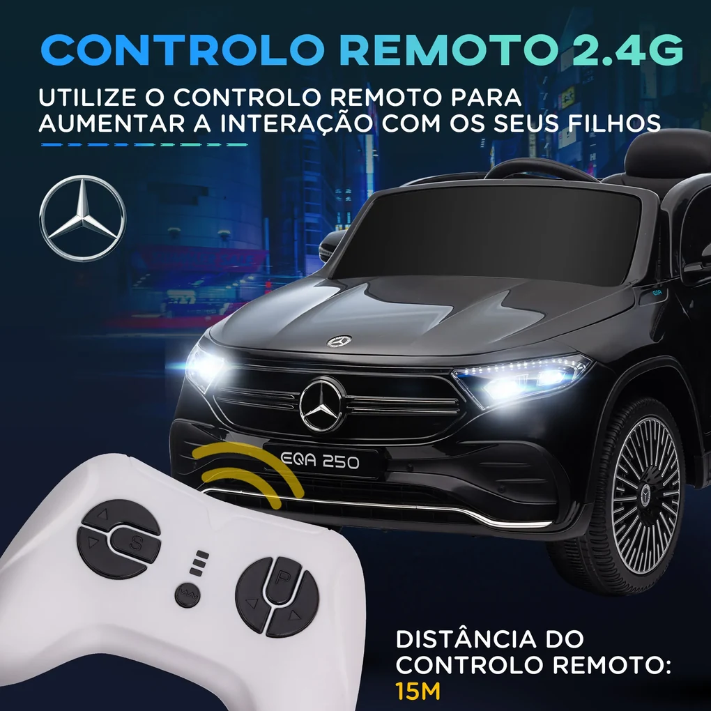 HOMCOM Mercedes AMG Carro elétrico para crianças de 3-5 Anos com controle  remoto com música e luzes Bateria de abertura de porta dupla 12V Carga 30kg  115x70x55cm