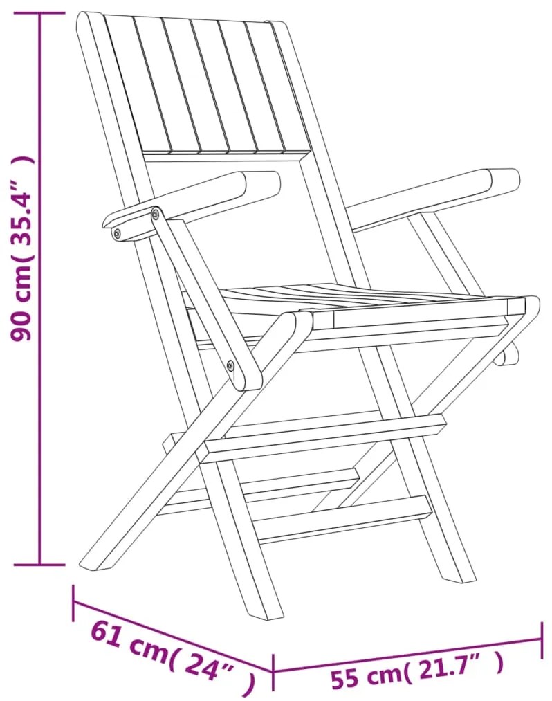 Cadeiras de jardim dobráveis 2 pcs 55x61x90 cm teca maciça