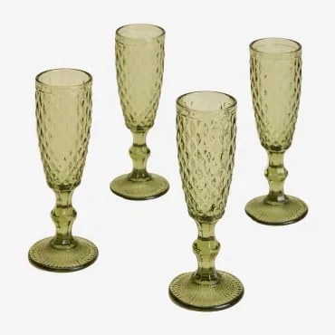 Pacote De 4 Taças De Champanhe De 15cl Em Copo Koviran Verde Hortelã - Sklum