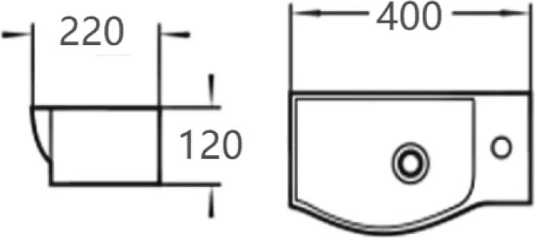 Mexen Hugo lavatório de bancada direito 40 x 22 cm, branco - 21254000R