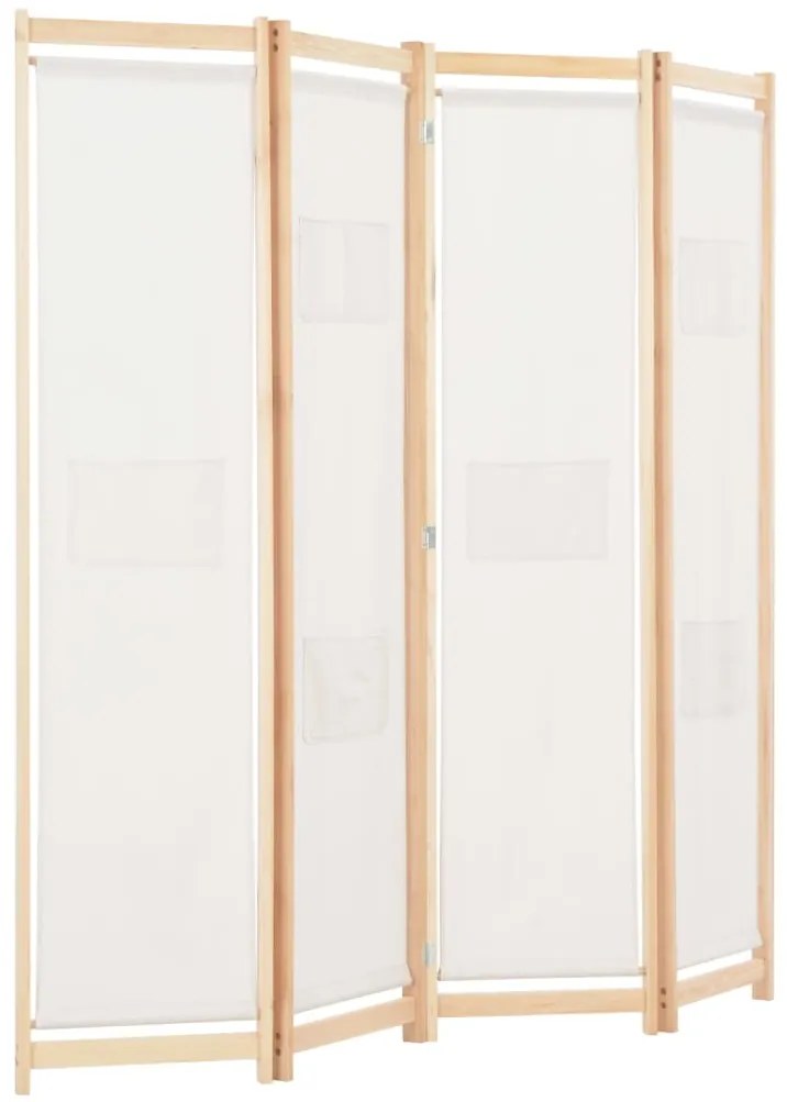 Divisória de quarto com 4 painéis 160x170x4 cm tecido cor creme