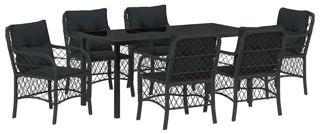 Conjunto de Jantar de Jardim com 7 Peças e Almofadas em Rattan Sintéti