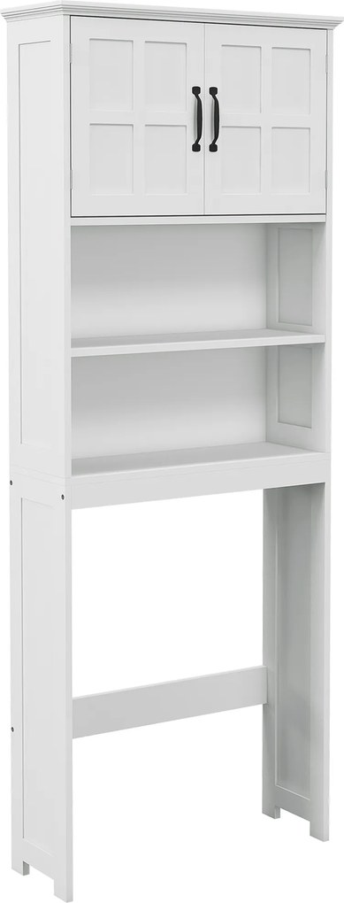 Móvel sobre Sanita Armário para Máquina de Lavar com 2 Portas Prateleiras Abertas e Ajustável 66x23x178 cm Branco