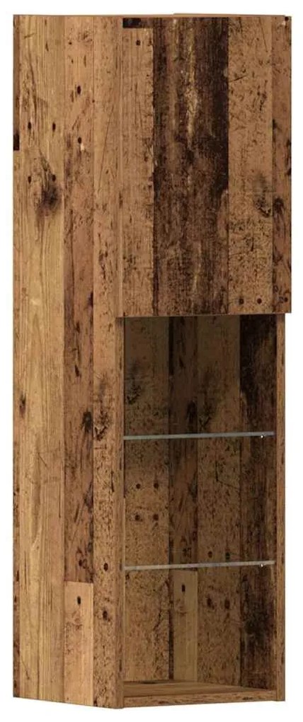 Armário de TV vidaXL com Luzes LED Madeira Envelhecida 40.5x30x102 cm
