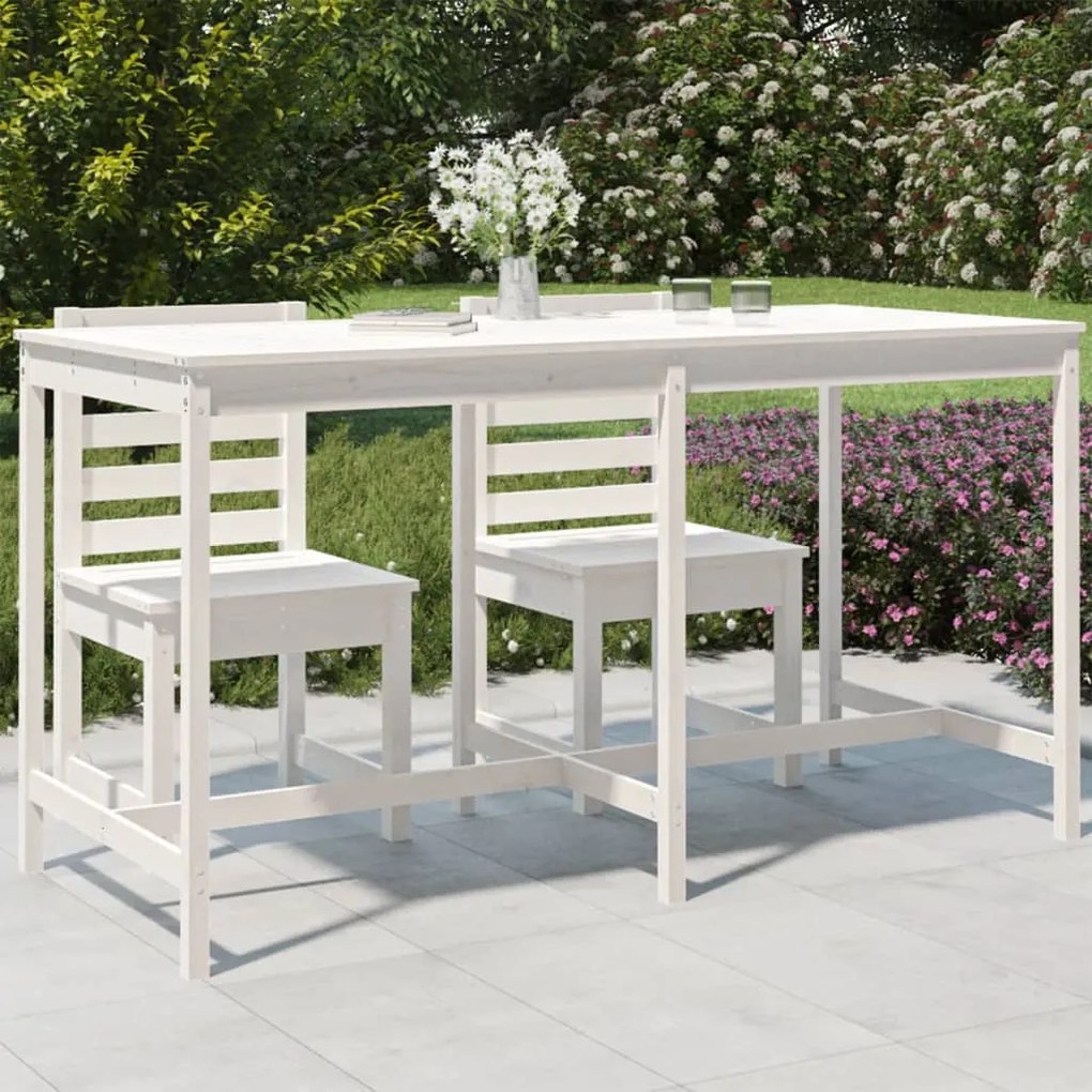 824103 vidaXL Mesa de jardim 203,5x90x110 cm madeira de pinho maciça branco