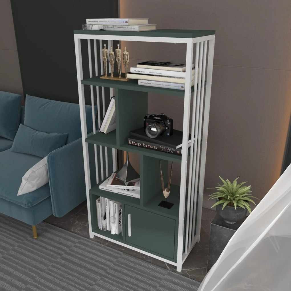 Estante Valero – Verde e Branco – 60 cm x 120 cm x 29,6 cm