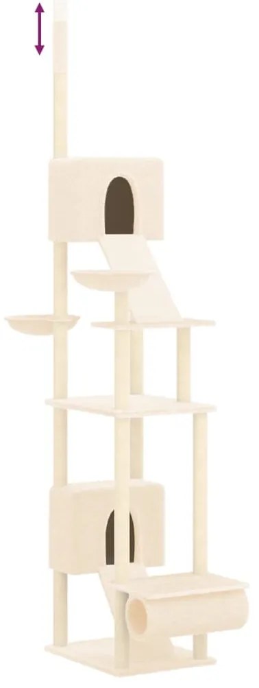 Árvore p/ gatos altura ajustável chão ao teto 277-303 cm creme