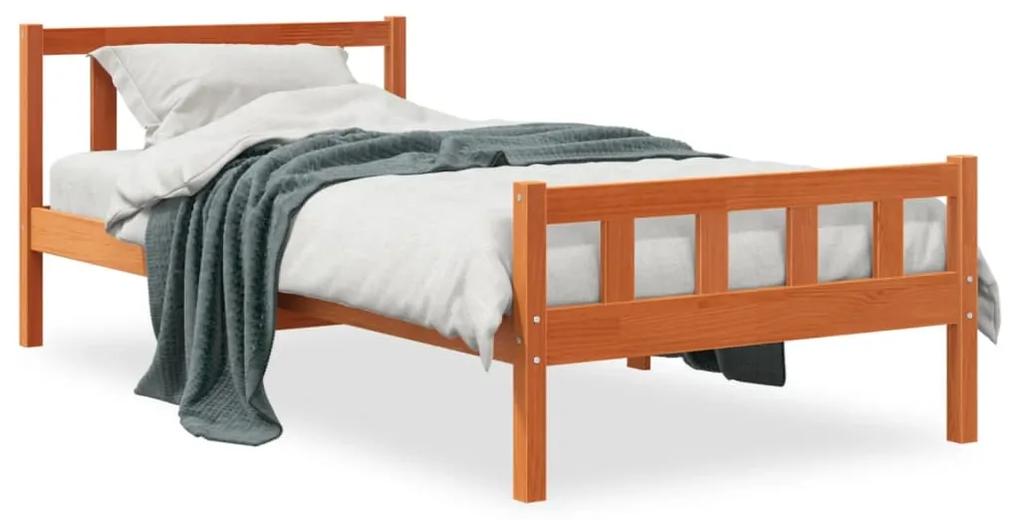 Estrutura cama c/ cabeceira 90x190 cm pinho maciço castanho-mel