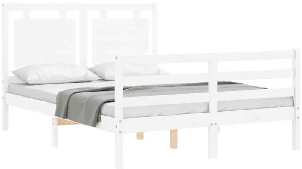 Estrutura de cama com cabeceira 120x200cm madeira maciça branco