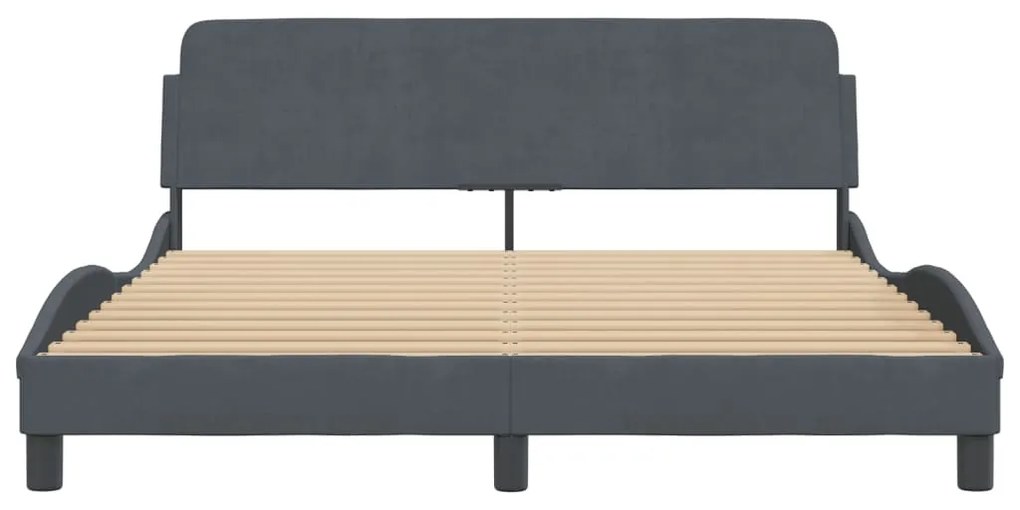 Estrutura de cama sem colchão 160x200 cm veludo cinzento-escuro