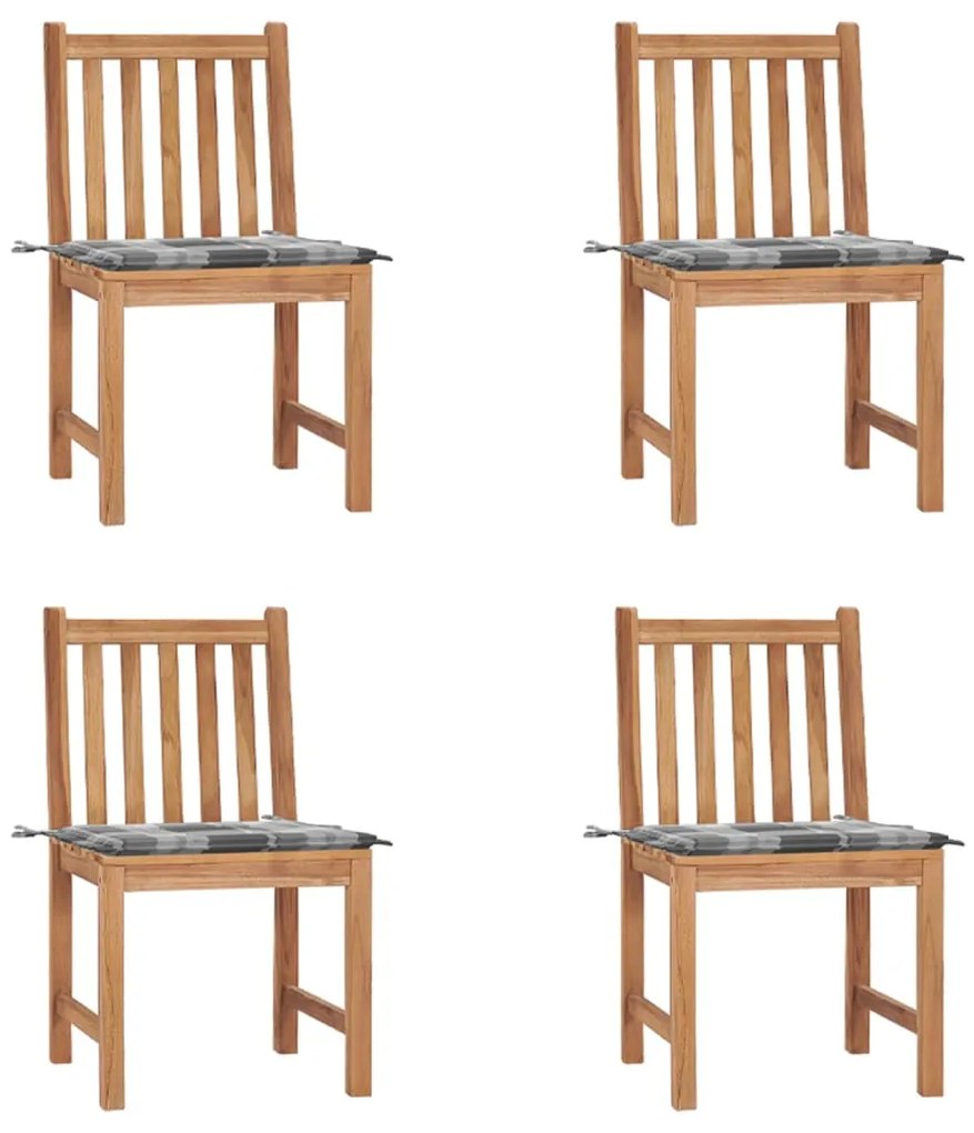 vidaXL Cadeiras de jardim c/ almofadões 4 pcs madeira de teca maciça
