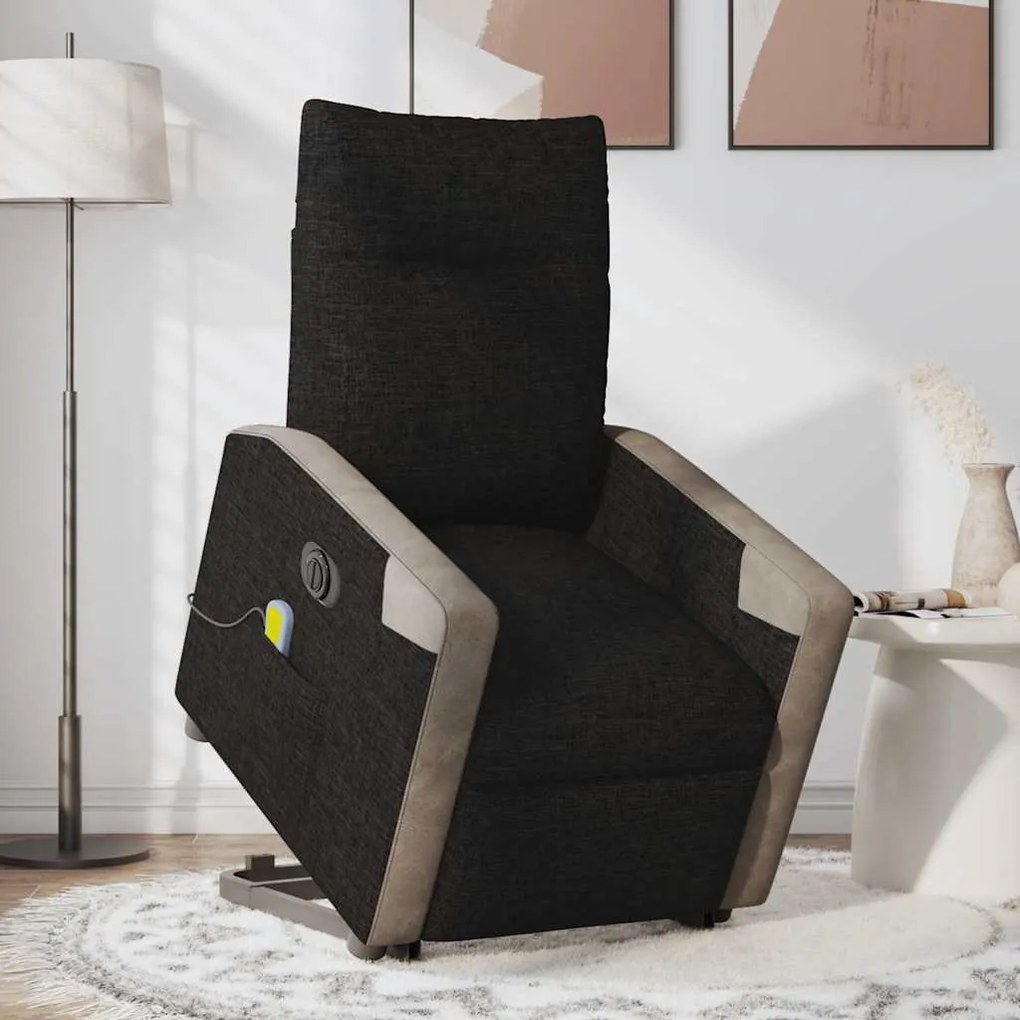 Poltrona elétrica elevatória massagens tecido preto