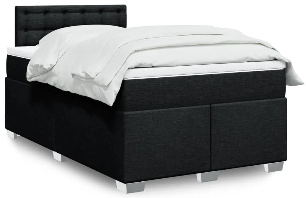 Cama com molas/colchão 120x200 cm tecido preto