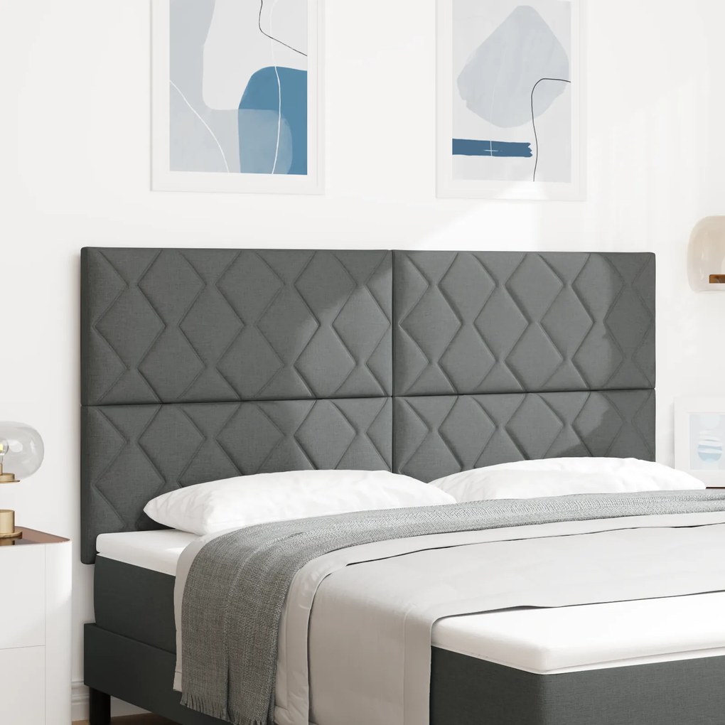 Cabeceira Design de Blocos de Diamante Cinza Escuro 180 cm Tecido