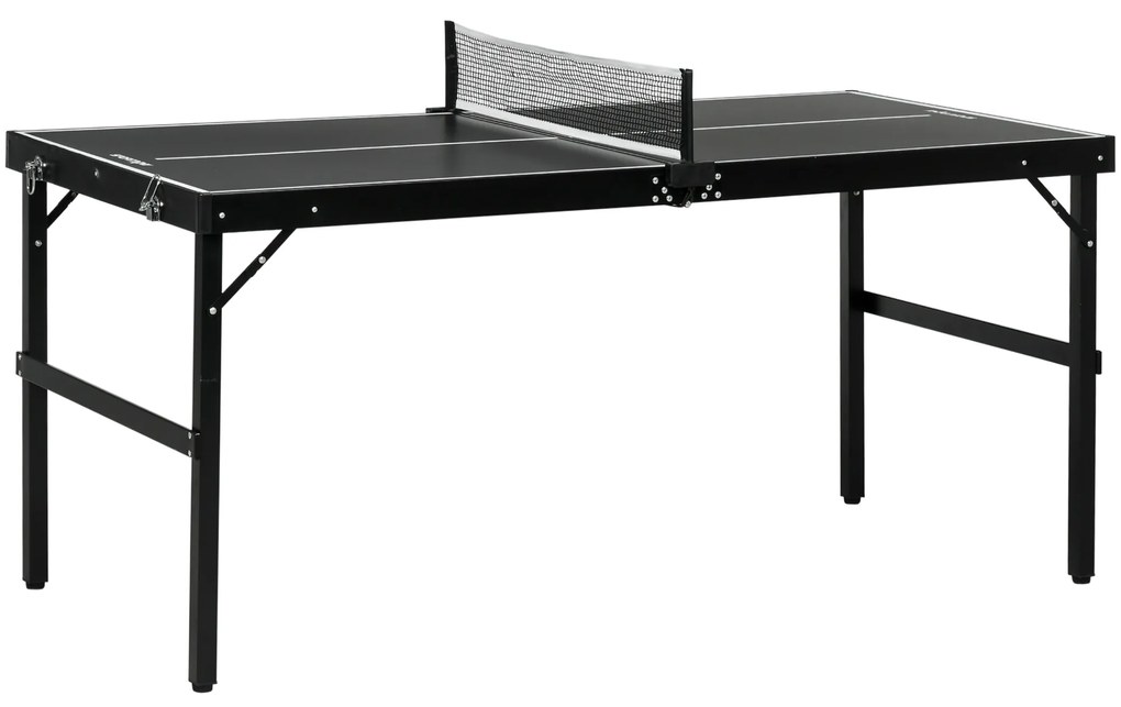 SPORTNOW Mesa de Ping Pong Dobrável de Tamanho Médio com Estrutura de Alumínio Mesa de Ping Pong Portátil para Interior e Exterior 152x76x72 cm Preto
