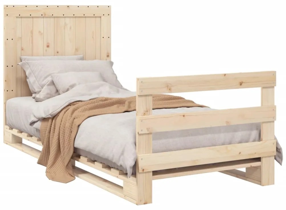 Estrutura de cama com cabeceira 90x200 cm pinho maciço