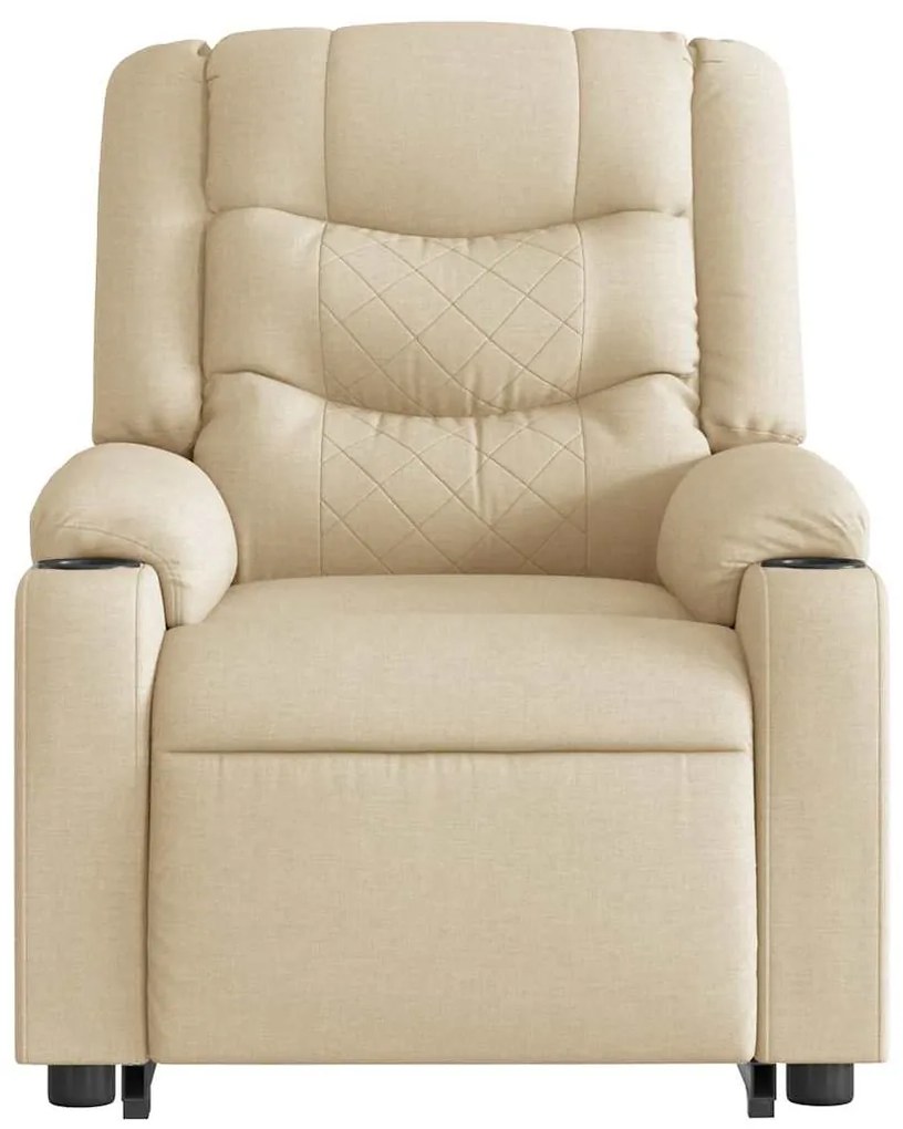 Poltrona elétrica elevatória massagens tecido creme