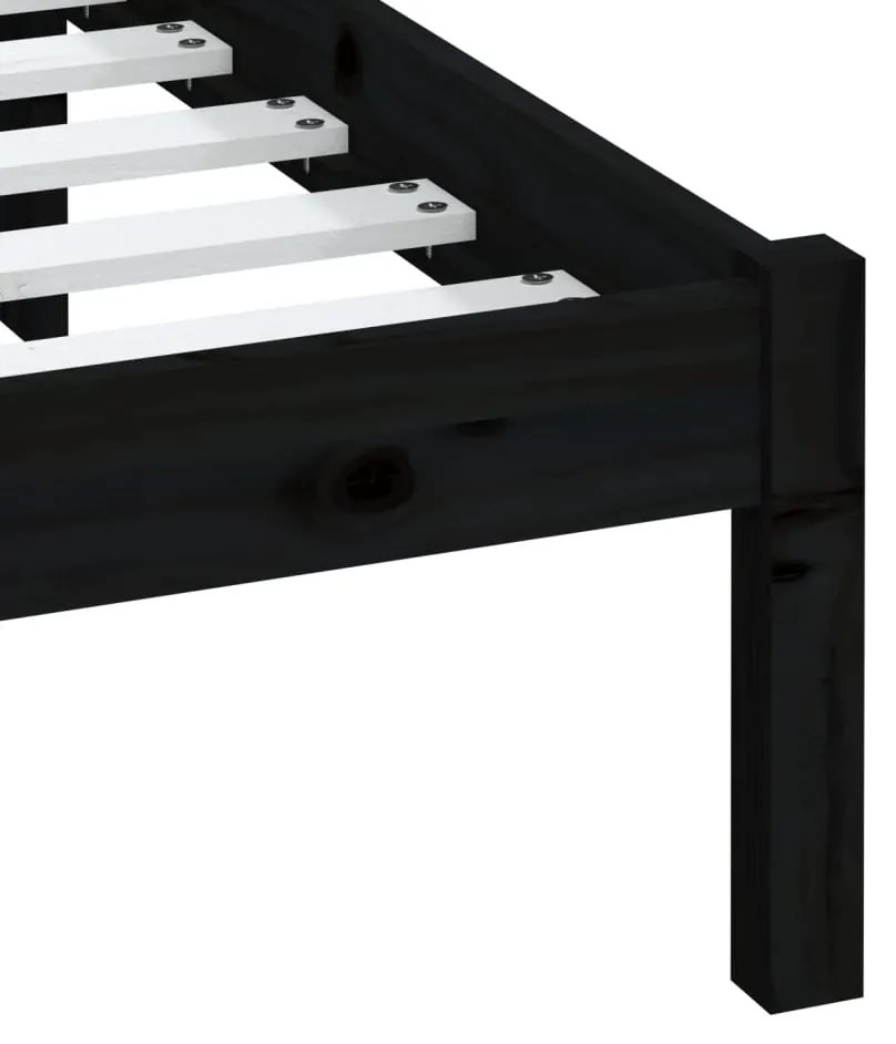 Estrutura de cama 200x200 cm pinho maciço preto