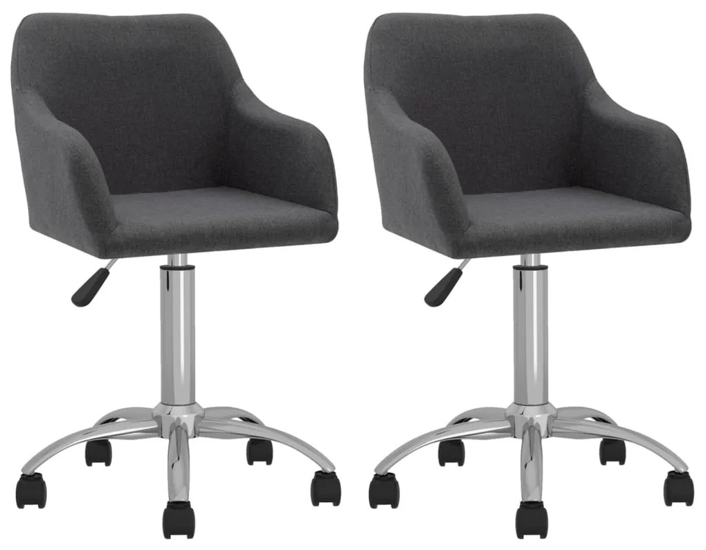 vidaXL Cadeiras de jantar giratórias 2 pcs tecido cinzento-escuro