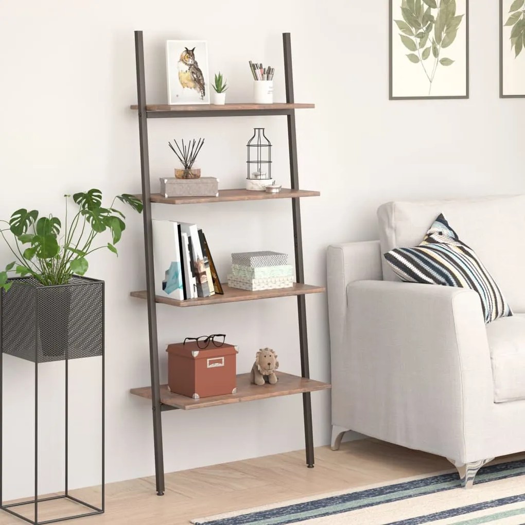 336374 vidaXL Unidade 4 prateleiras 64x34x150,5 cm castanho-escuro e preto