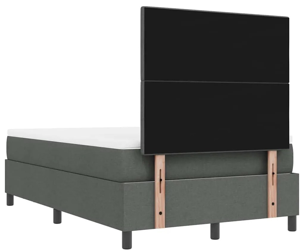 Cama Box Spring com Colchão e Banco Cinza Escuro 120x200 cm Tecido