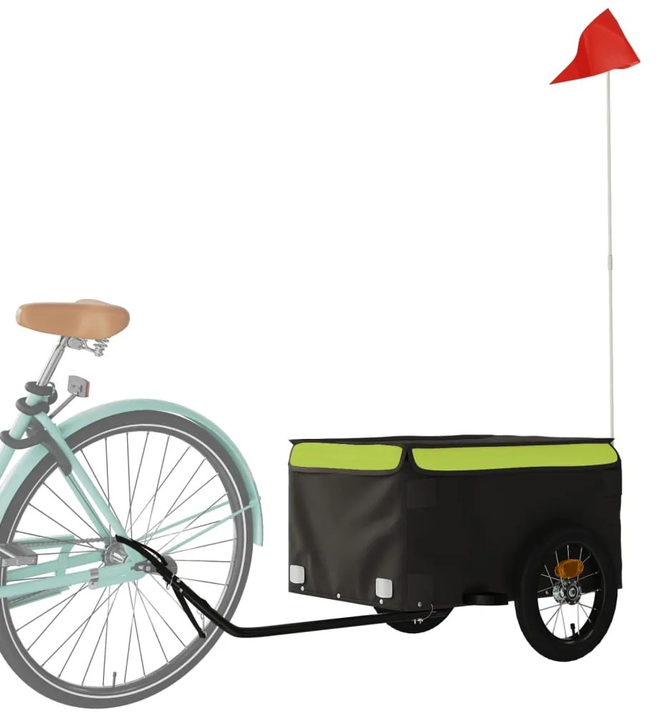 Reboque para bicicleta 30 kg ferro preto e verde