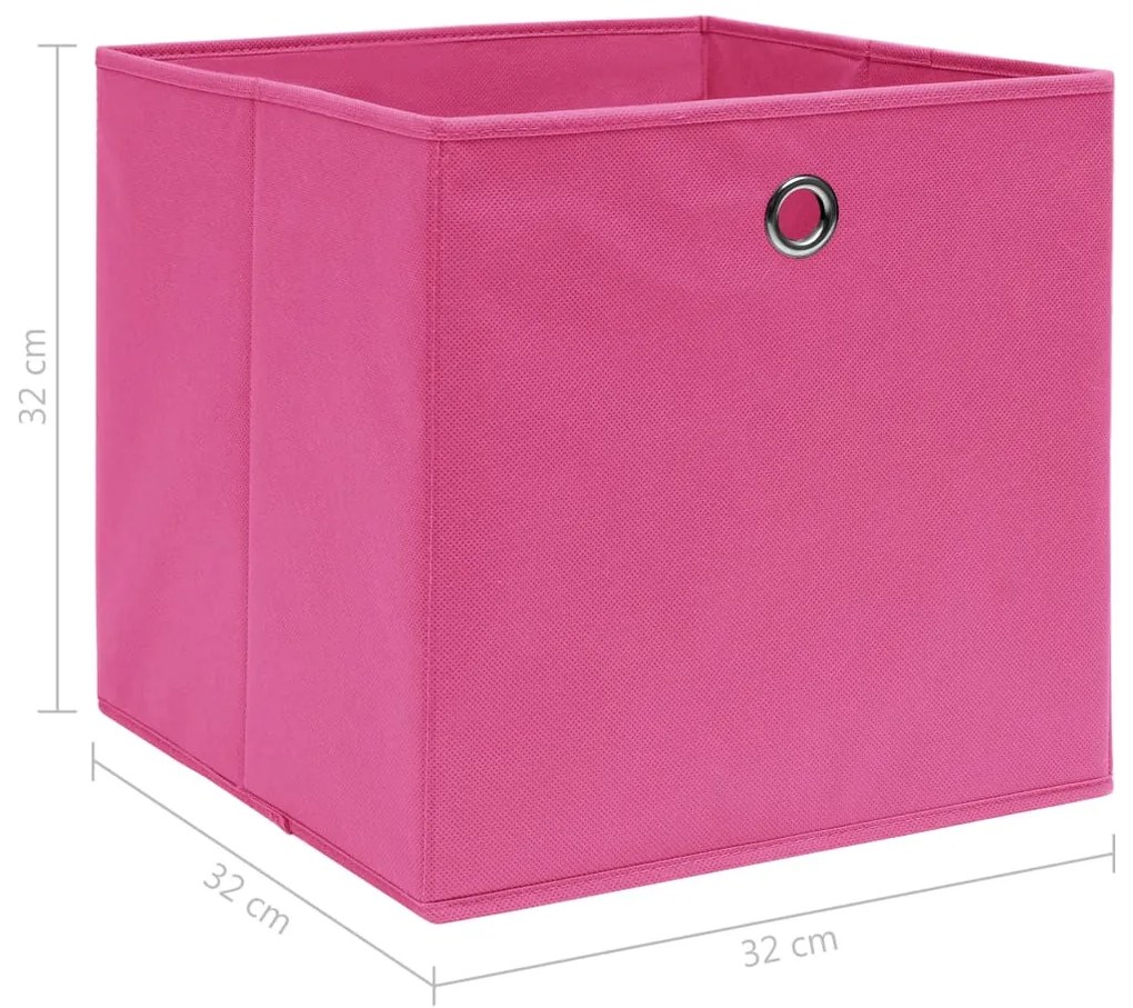 Caixas de arrumação 4 pcs 32x32x32 cm tecido rosa