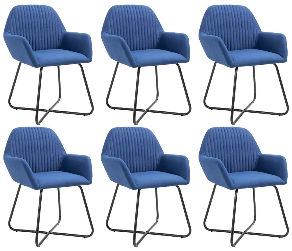 vidaXL Cadeiras de jantar 6 pcs tecido azul