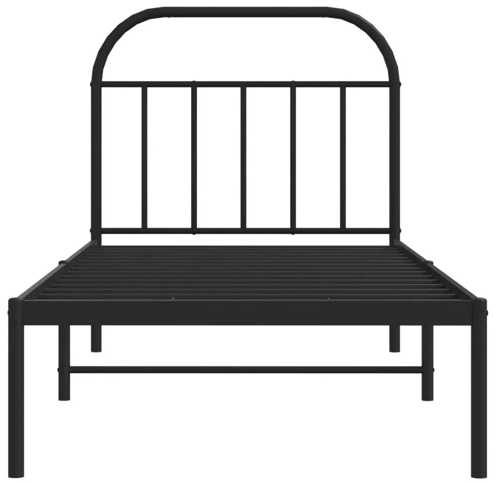 Estrutura de cama com cabeceira 90x200 cm metal preto