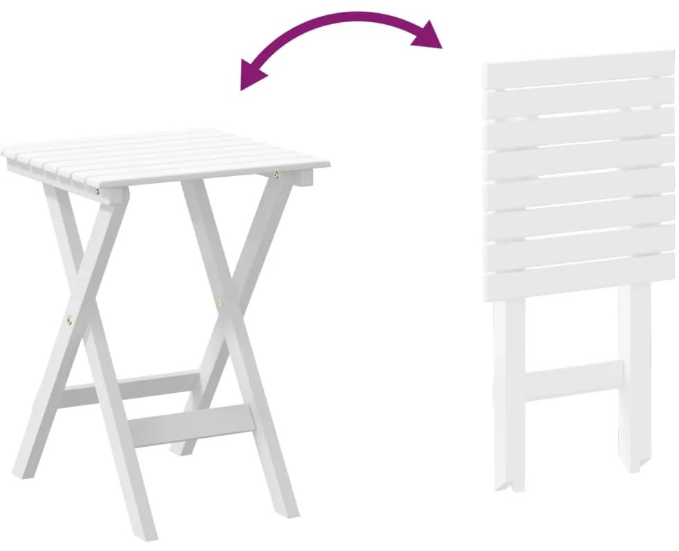 Cadeira de baloiço com mesa dobrável álamo maciço branco
