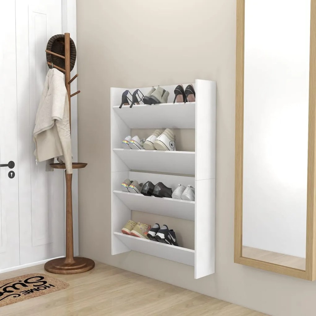 Sapateiras de parede 2 pcs 80x18x60 cm contraplacado branco