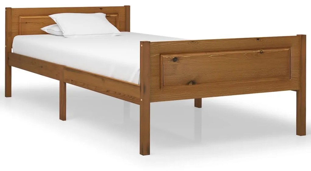 vidaXL Estrutura de cama 90x200 cm pinho maciço castanho mel
