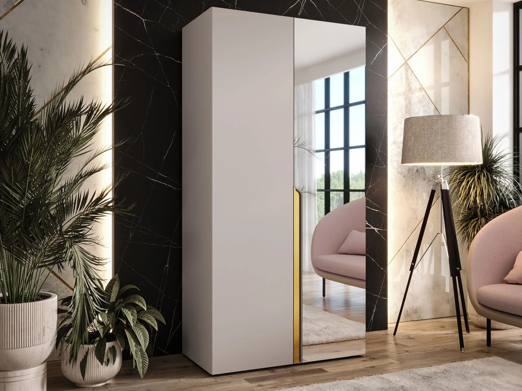 Roupeiro Hartford 584, Dourado, Caxemira, 202x100x52cm, 67.3 kg, Portas para roupeiro: Com dobradiças