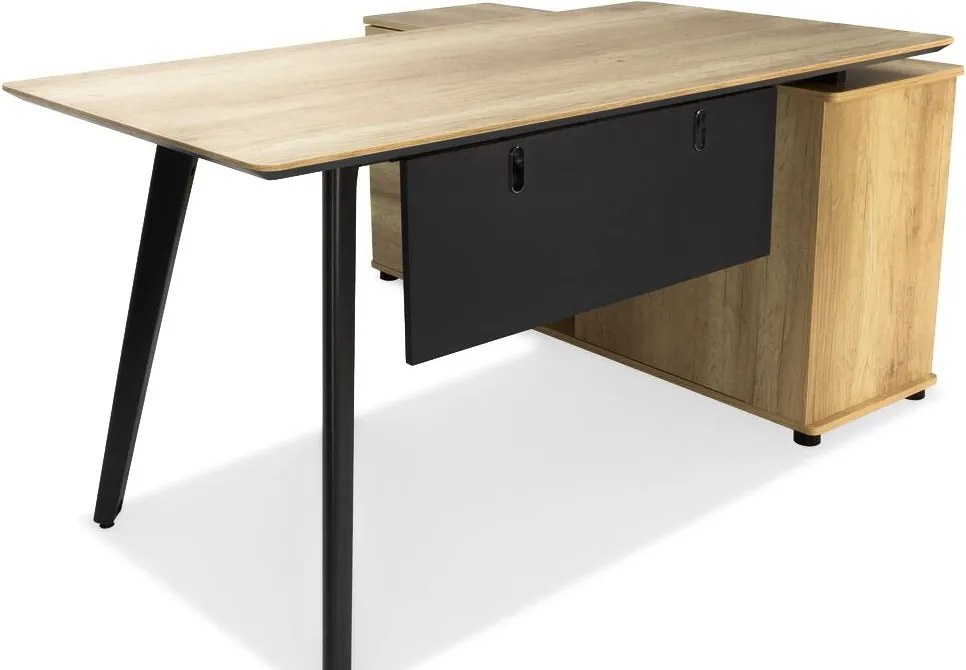 Secretária Executiva Sale Riva Office Carvalho 1400x750x750 mm com Armário Integrado