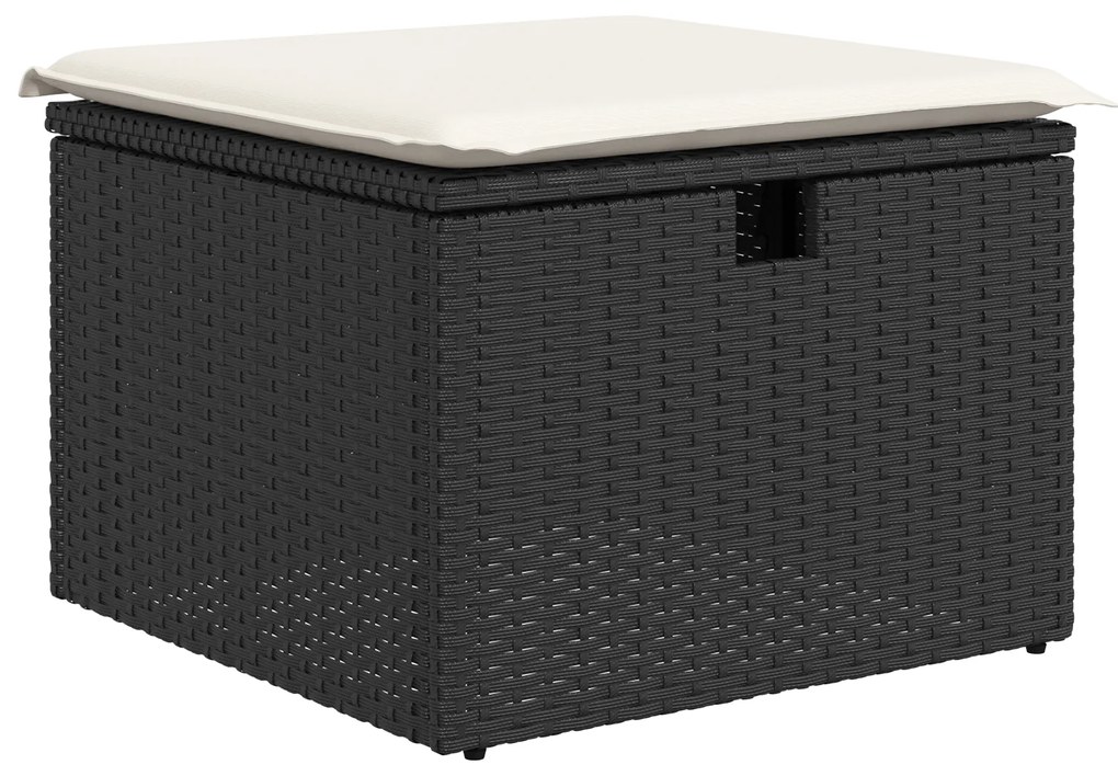 Conjunto de Sofá de Jardim 6 Peças com Almofadas Rattan Preto
