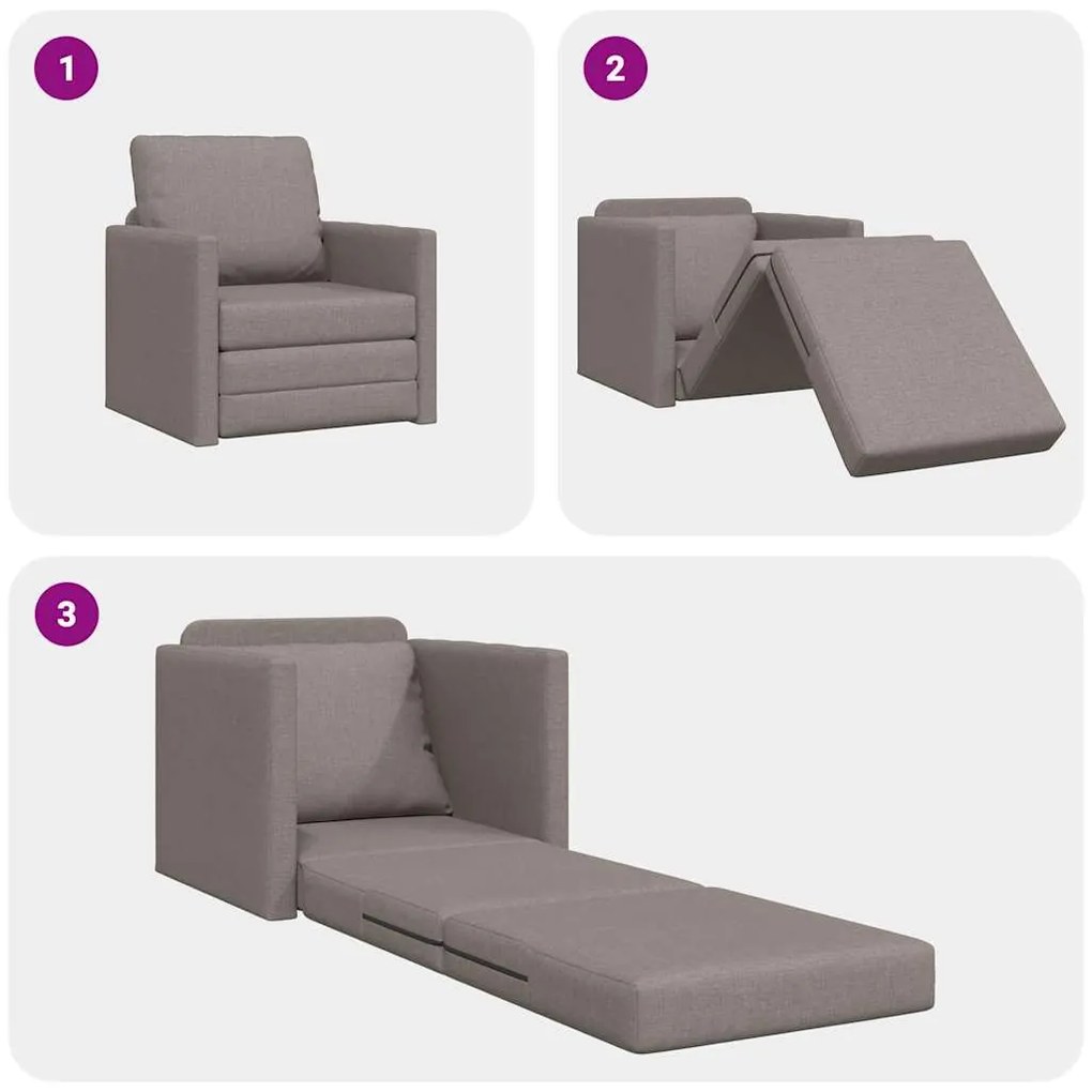 Sofá Cama de Chão 2 em 1 Taupe 74x77x81 cm Tecido