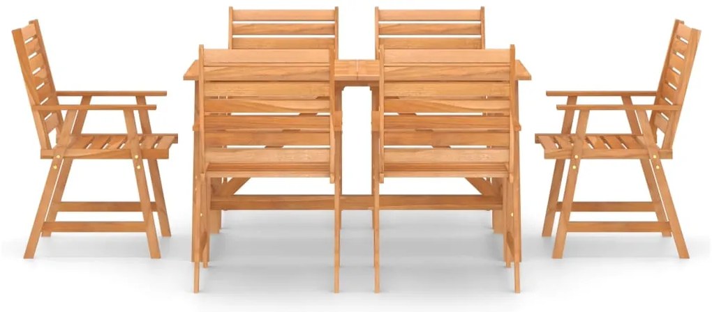 7 pcs conjunto de jantar para jardim madeira de acácia maciça
