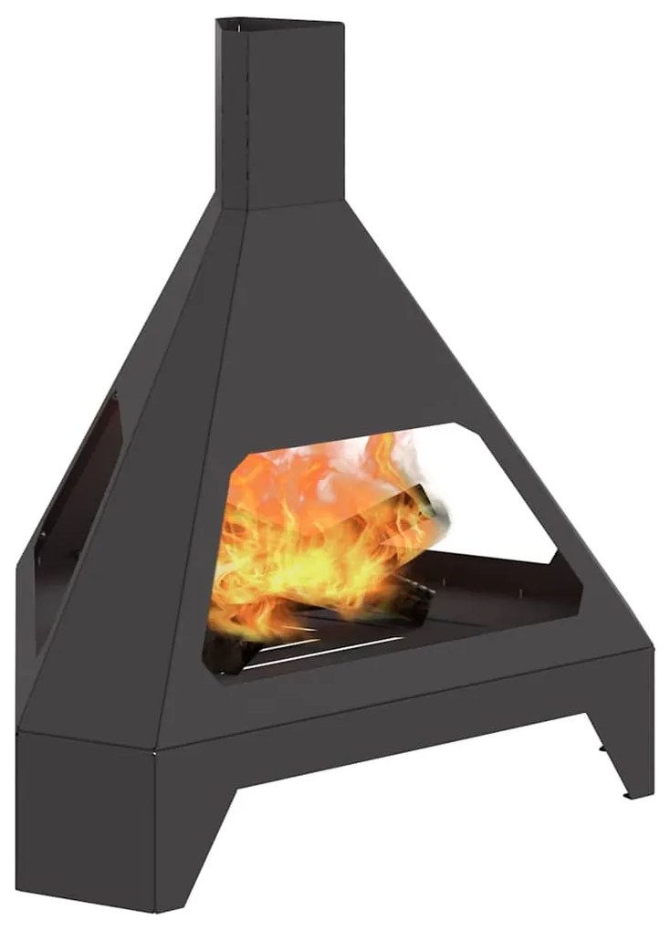 Fire Pit com Chaminé Preto 50x43x52 cm Aço