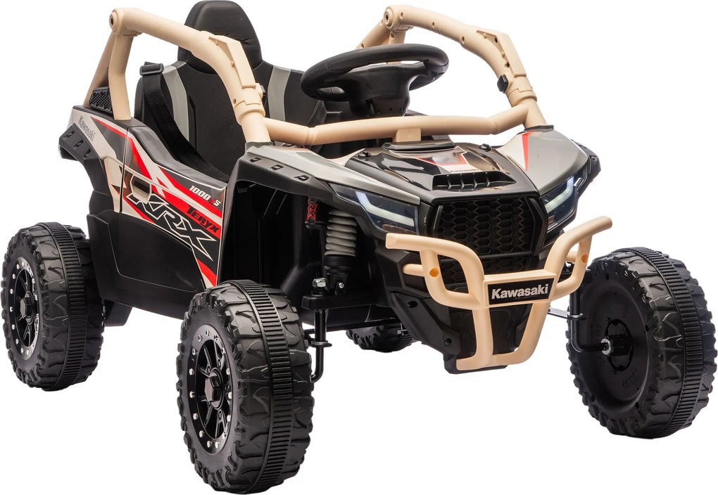 AIYAPLAY Carro Elétrico Infantil Utv Kawasaki Teryx Krx 1000 12 V com 2 Motores de 25 W Telecomando 2,4 Ghz 100x64x56 cm Amarelo | Aosom Portugal
