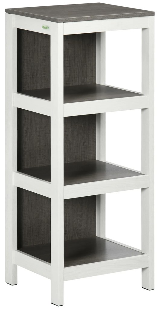 kleankin Estante para Casa de Banho de 3 Níveis Estante de Armazenamento de Casa de Banho Multiuso para Cozinha Sala de Estar Dormitório Anti-Tombo 32x30x82cm Branco e Cinza