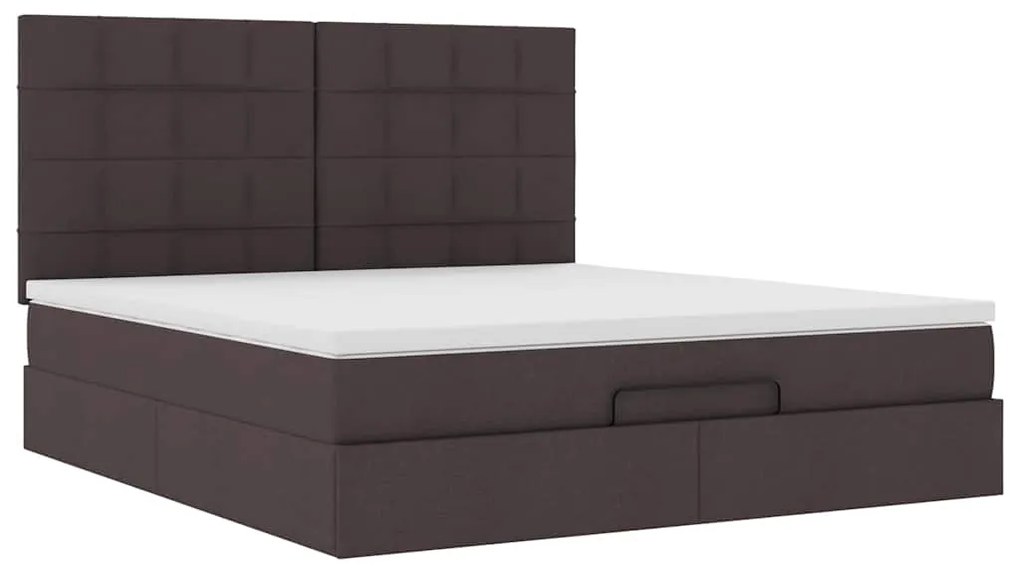 Estrutura de cama otomana com colchão 180x200cm castanho escuro