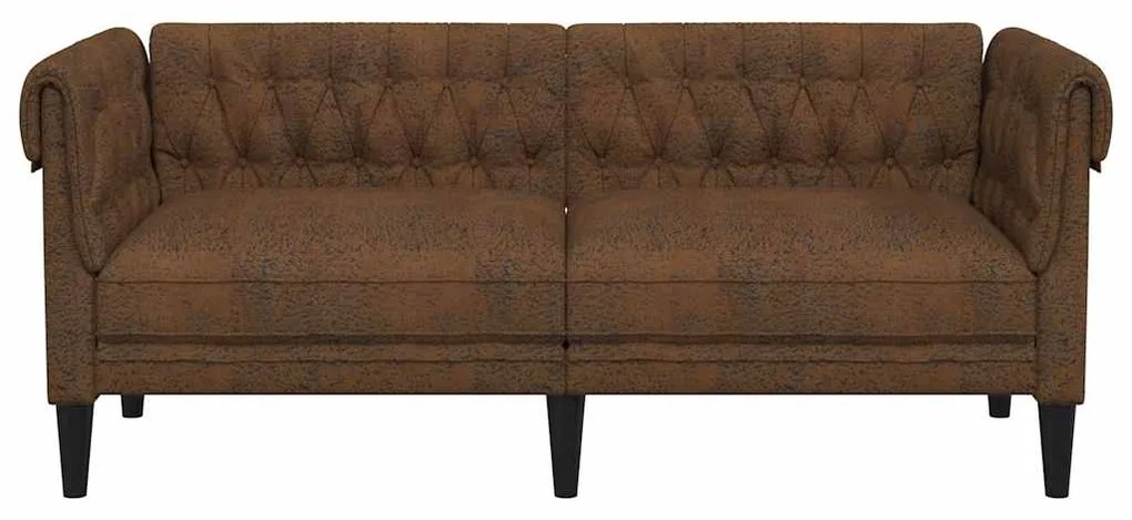 Sofá chesterfield 2 lugares tecido castanho
